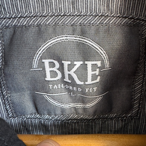 BKE Tailored Fit Men's Pinstripe‎ Long Sleeve Casual Dress Shirt Gray Size Large - Picture 3 of 13